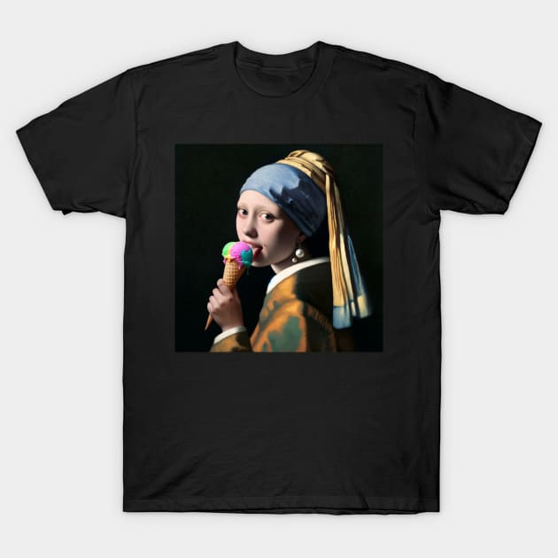 Pearl Earring Ice Cream Breakfast T-Shirt by Edd Paint Something